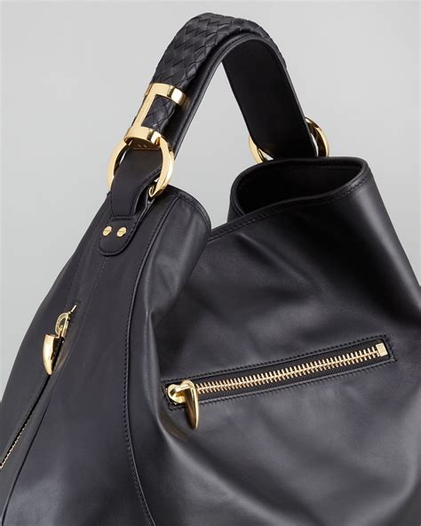 Black Leather Hobo Bag 